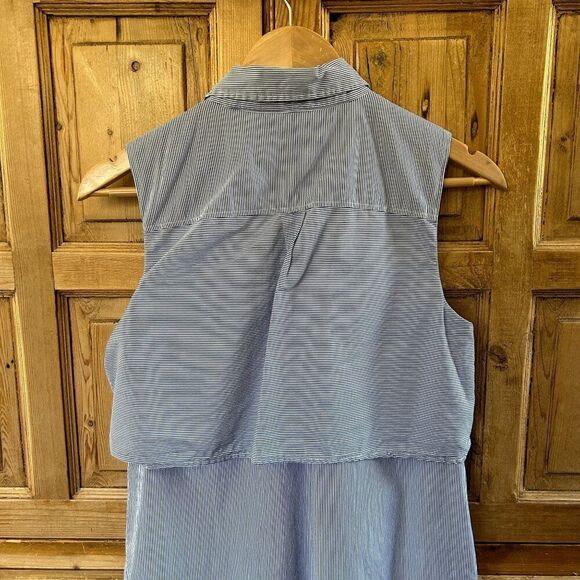 Brooks Brothers Red Fleece 6 Striped Button Front Dress Blue White Sleeveless - Picture 8 of 11